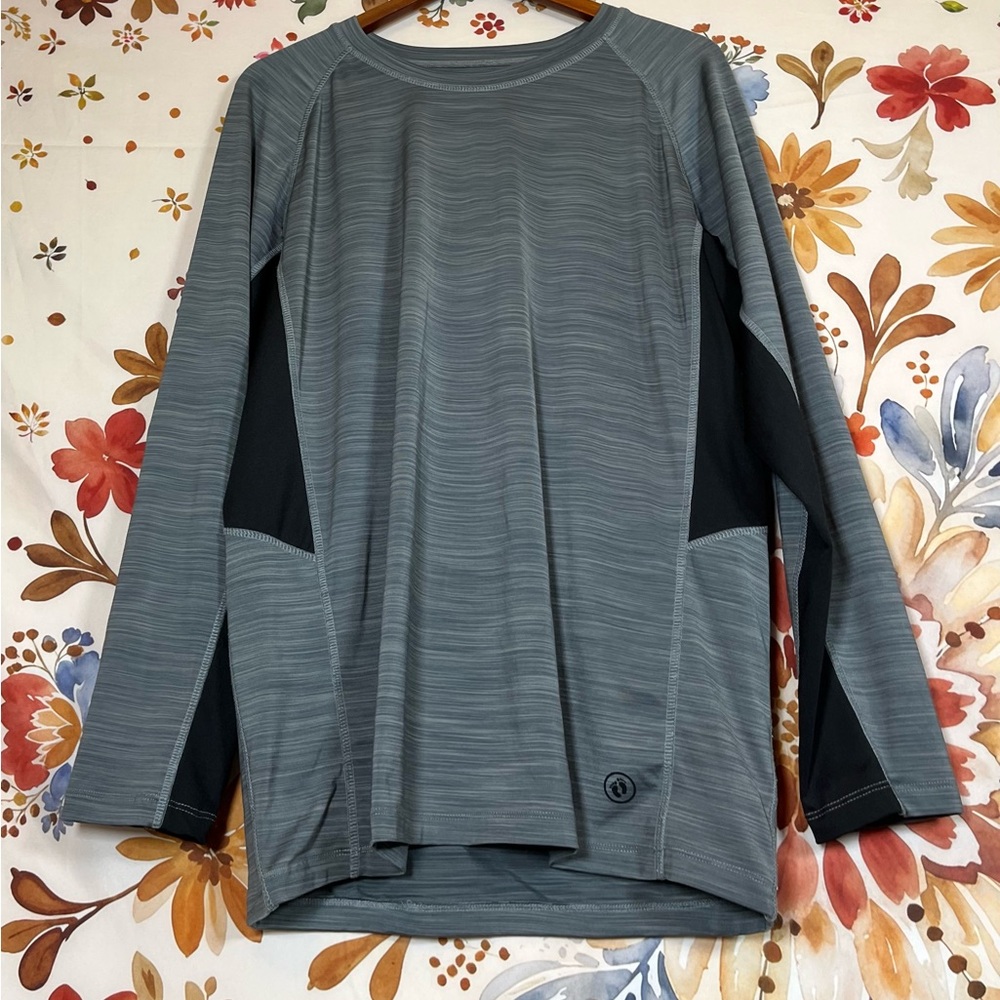 Hang Ten Mens Womens L Unisex Long Sleeve Rash Guard Grey Black Zip Pocket Beach